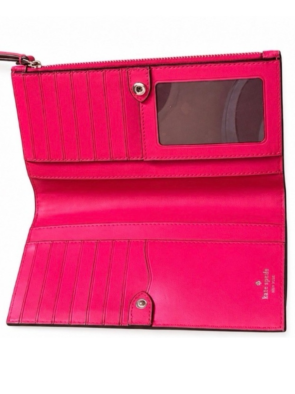 Kate Spade Pebbled Leather Hot Pink Wristlet Clutch - Picture 6 of 6